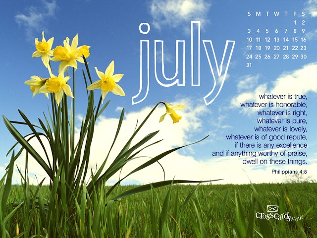 Free July 2011 Calendar Wallpaper - Daffodils Desktop Calendar Wallpaper