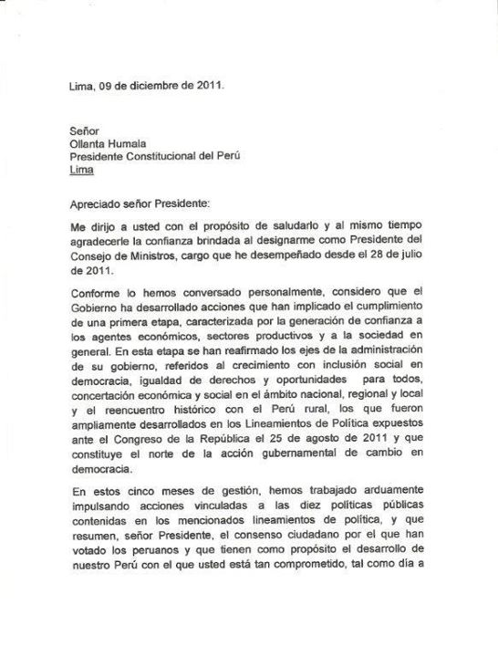 IKN: Salomon Lerner's letter of resignation/carta de renuncia