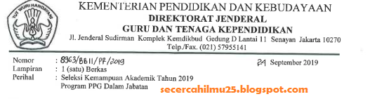 Download Surat Edaran Seleksi Kemampuan Akademik Program PPG Daljab Tahun 2019