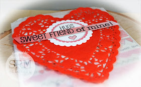 SRM Stickers Blog - Glassine Valentine Goody by Stacey - #valentine #card #glassine #bag #embossed #doilies #stickers #punchedpieces #labels