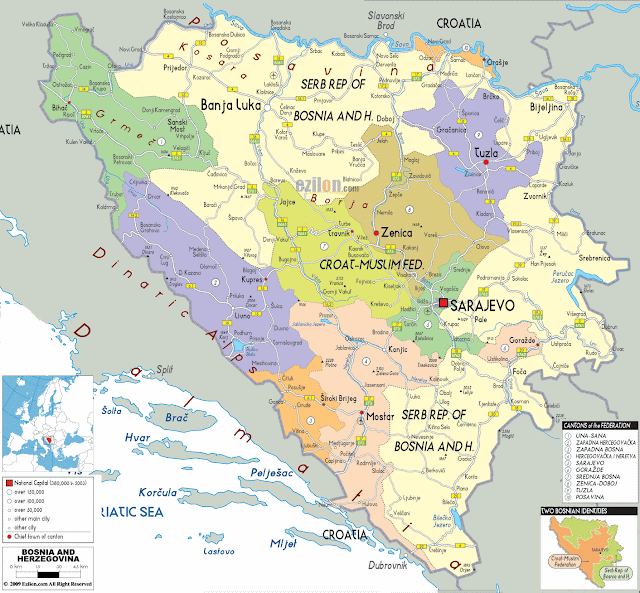 BOSNIA Y HERZEGOVINA - MAPAS GEOGRÁFICOS DE BOSNIA Y HERZEGOVINA