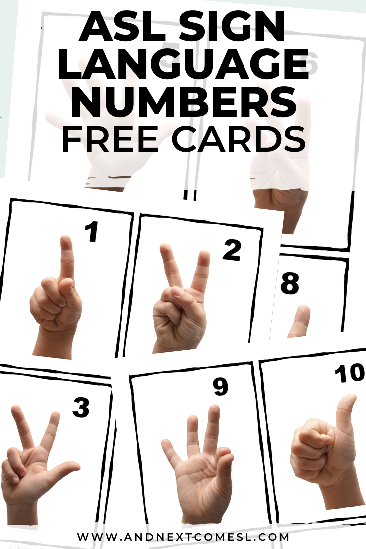 free printable asl sign language number cards poster