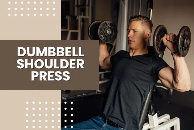 Man performing dumbbell shoulder press for close grip lat pulldown exercise