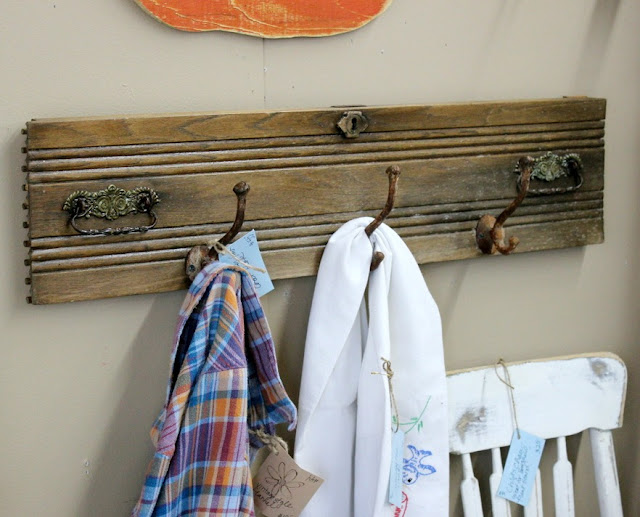 coat hook, old drawer, farmhouse, antique, rustic, http://goo.gl/CJQLRN