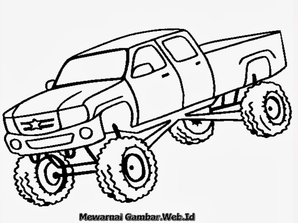 Gambar Mewarnai Mobil Truk Monster  Mewarnai Gambar