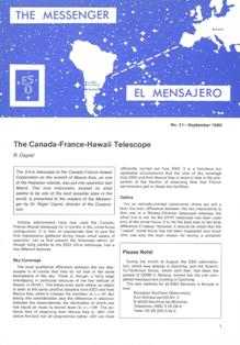 The Messenger 21 - September 1980 | ISSN 0722-6691 | TRUE PDF | Trimestrale | Fisica | Scienza | Astronomia
The Messenger is a quarterly journal presenting ESO's activities to the public.
