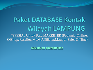 Paket DATABASE Kontak Wilayah LAMPUNG *SPESIAL Untuk Para MARKETER Pebisnis Online, Olshop, Reseller, MLM, Affiliater, Maupun Sales Offline - Jasa Tambah Data Kontak HP WA Wilayah Lampung