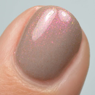 greige creme nail polish with color shifting shimmer