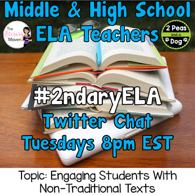 Join secondary English Language Arts teachers Tuesday evenings at 8 pm EST on Twitter. This week's chat will be about engaging students with non-traditional texts.