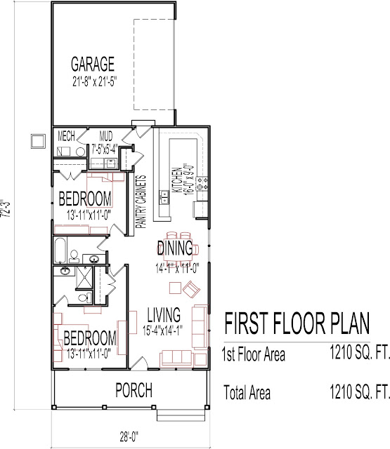 one story house plans with bedrooms on same side