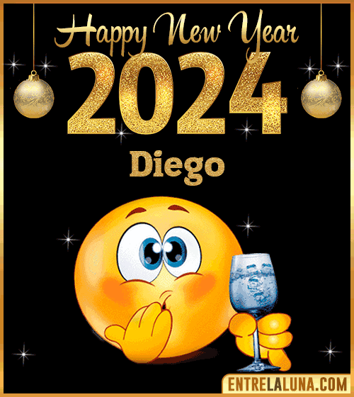 Gif wishes Happy New Year 2024 animated Diego