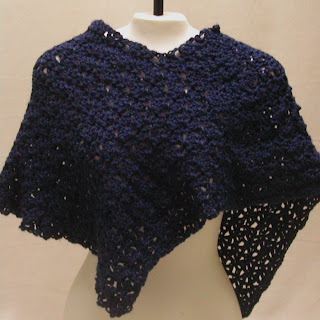 Poncho style capelet, crochet in blue...super soft too!