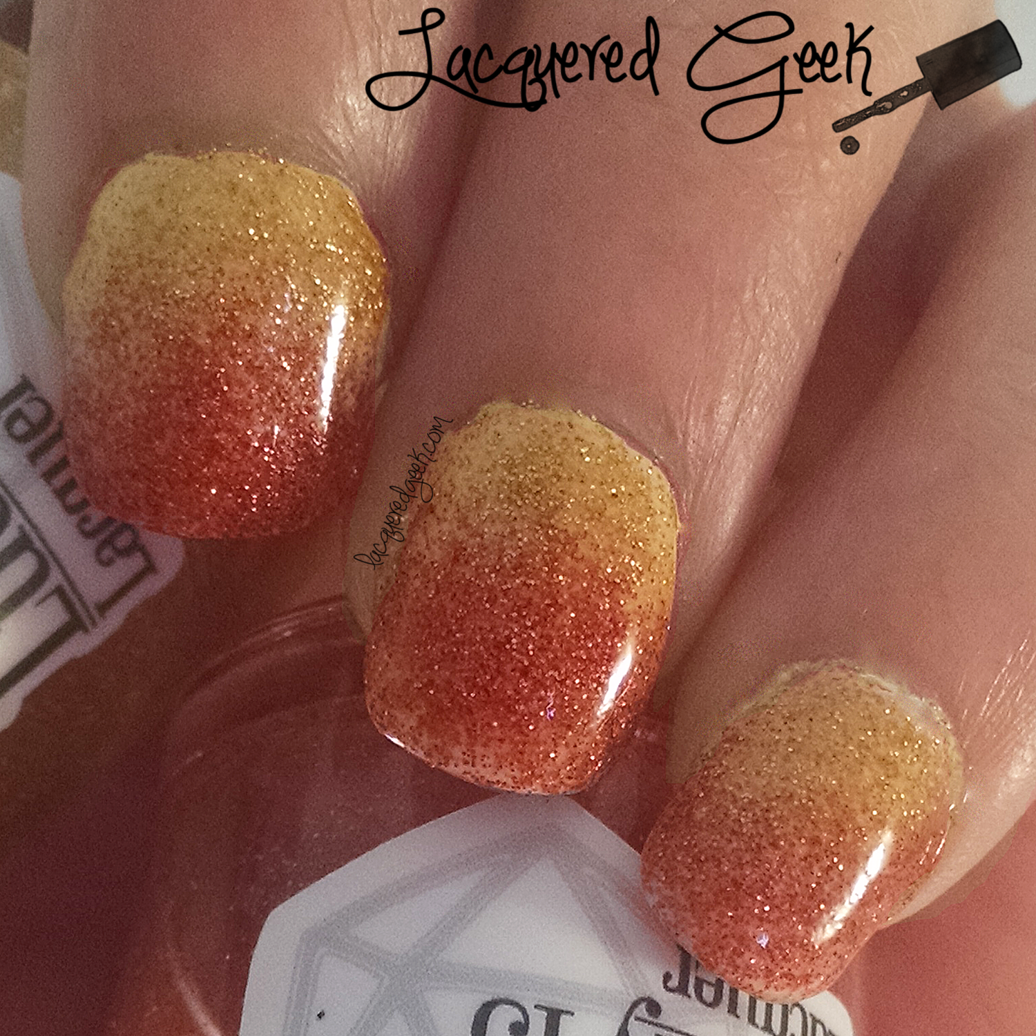 Gradient with Lucky 13 Lacquer Fire Opal & Citrine nail art