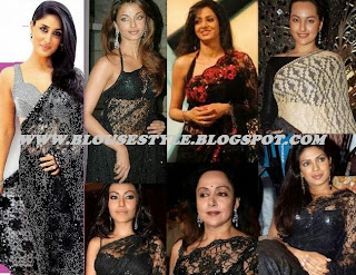 Bollywood beautiful black lace saree