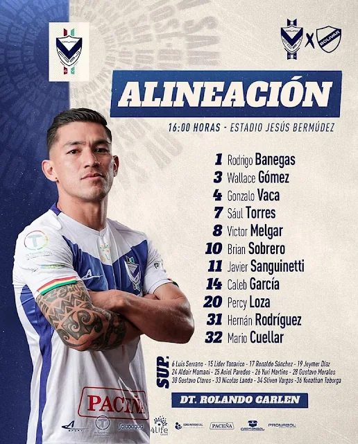 Alineaciones de Gualberto Villarroel vs San Jose