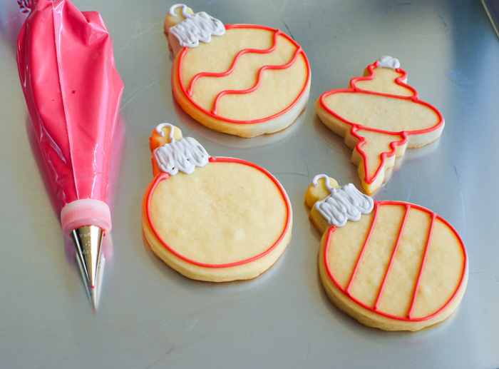 sectioned off cookie with royal icing