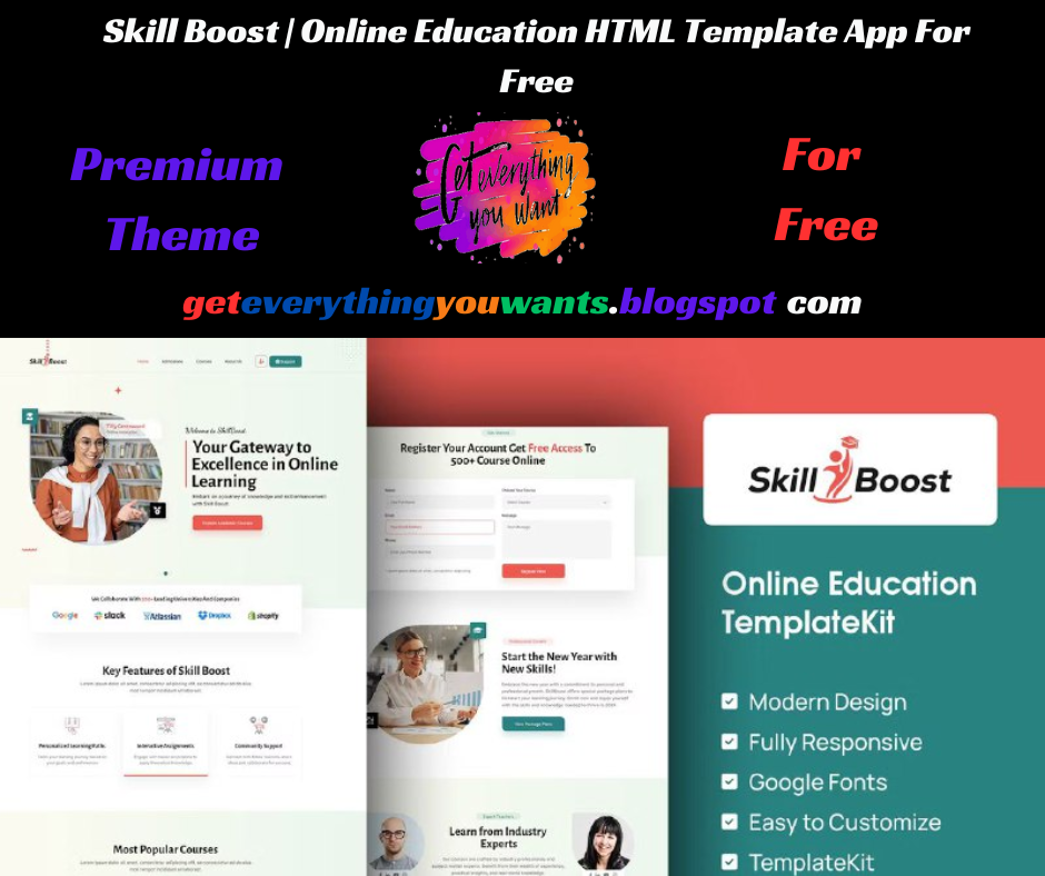 Skill Boost | Online Education HTML Template App For Free