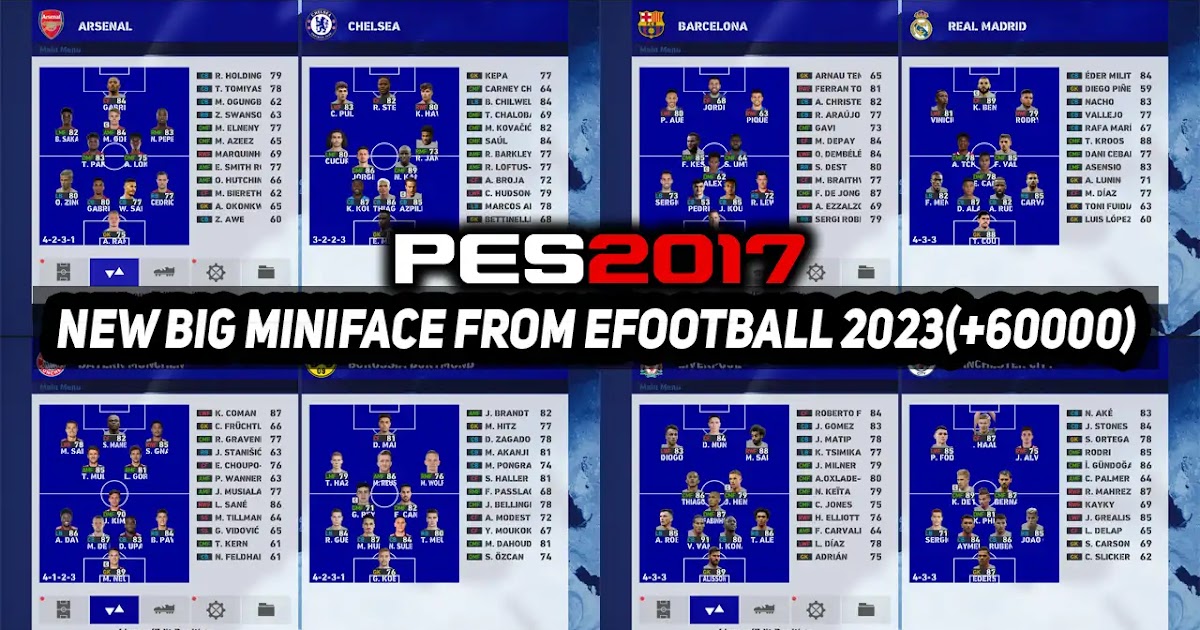 PATCH PES 2017 ATUALIZADO TEMPORADA 2023 COM FACES E UNIFORMES