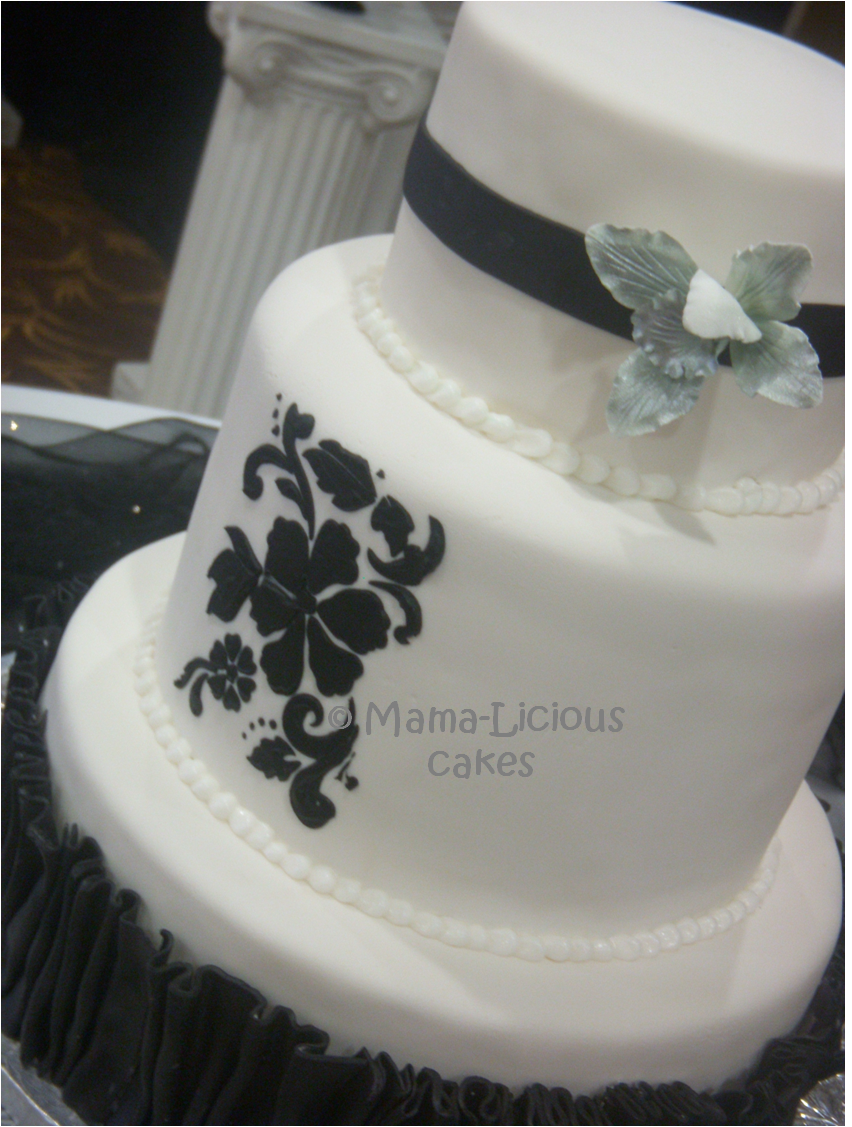 black and white wedding cake