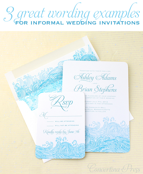 great wording examples for informal wedding invitations