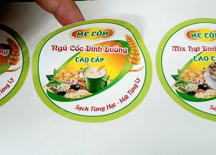 Nhãn giấy Ngũ Cốc Dinh Dưỡng cán bóng