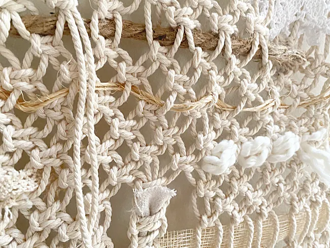 cotton macrame knots with embellishments