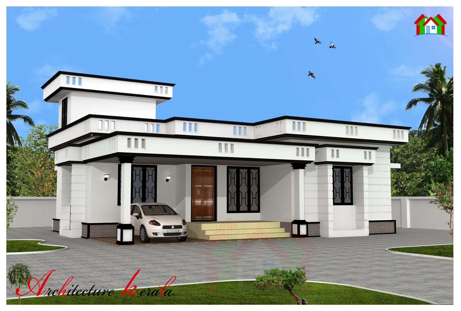  1200  SQUARE  FEET  TWO BEDROOM  HOUSE  PLAN  AND ELEVATION 