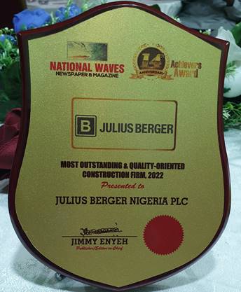 Julius Berger Wins Most Outstanding and Quality-Oriented Construction Coy Award