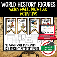 World History Profiles & Activity Pages (History) Digital Google Option, Word Wall