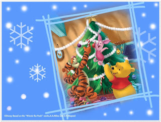 Navidad de Winnie the Pooh: Marcos, Tarjetas o Invitaciones para Descargar Gratis.