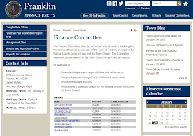 Franklin, MA: Finance Committee - Agenda -Jan 30, 2018