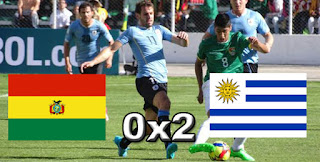 Placar Bolívia 0x2 Uruguai