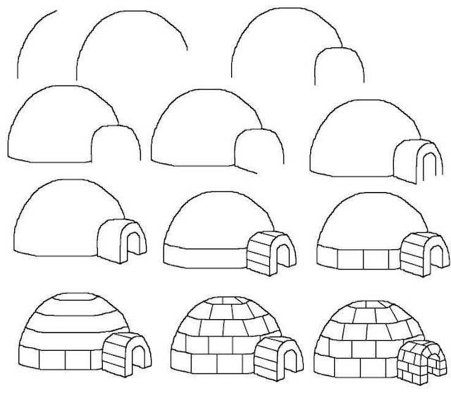 Learn to draw igloo for kids