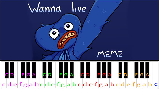 Wanna live MEME / Poppy Playtime / Huggy Wuggy Piano / Keyboard Easy Letter Notes for Beginners