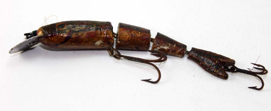 Chance's Folk Art Fishing Lure Research Blog: Interesting Folk Art Jointed  Snake and minnow Fishing Lure Pair
