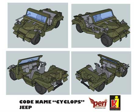 Zeon Cyclops Jeep Papercraft