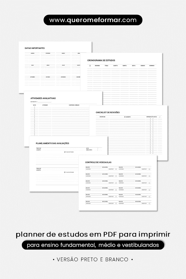 Planner de Estudos PDF para Imprimir