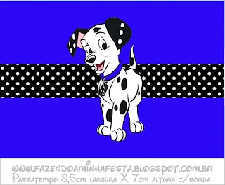 101 Dalmatians in Black and Blue Free Printable Candy Bar Labels.