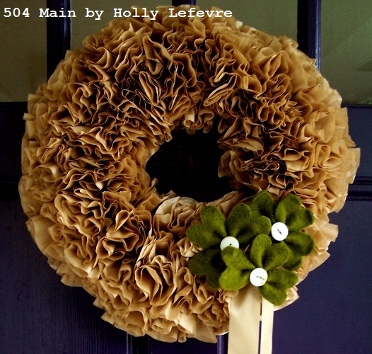 Shamrocks on a coffee filter wreath