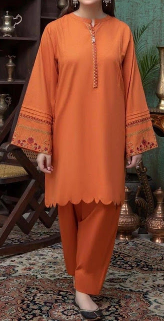 Simple and Stylish Plain Dress Ideas Pakistani