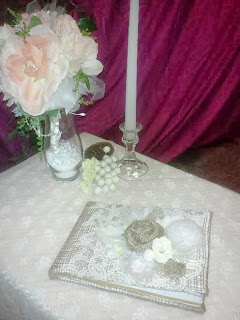 Guest book for vintage wedding reception