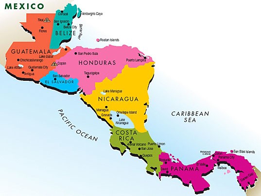 map of south america and central america