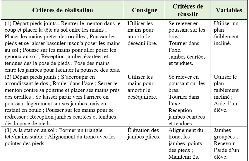 Projet de cycle 2ème Année Collégiale en GYMNASTIQUE