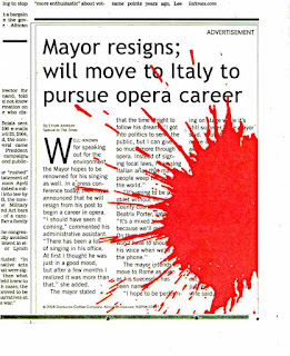 Mayor Resigns; Will Move to Italy to pursue opera career