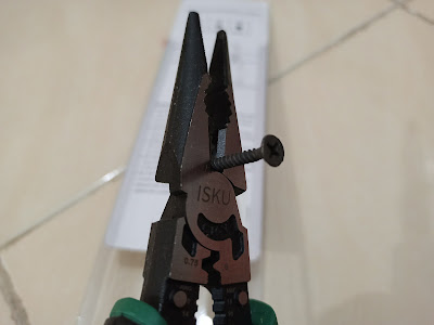 Tampilan Tang ISKU IS100011 Nose Pliers Memotong Sekrup Baja Gypsum