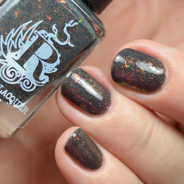 charcoal nail polish with color shifting flakies