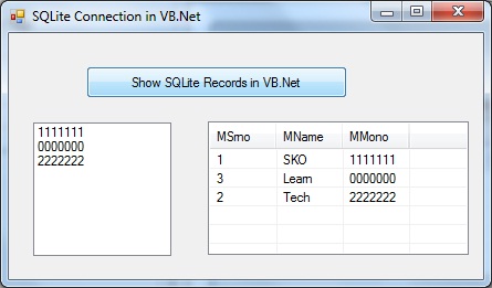 SQLIte Connect With VB.Net