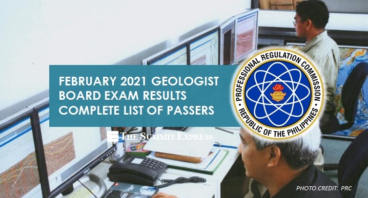 FULL RESULTS: February 2021 Geologist board exam list of passers, top 10