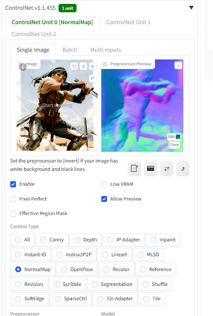 Preview image with normalMap applied on controlnet