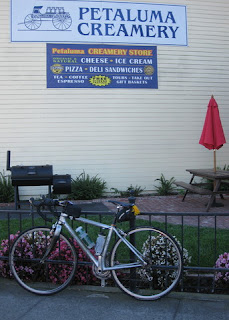 pep's bike outside the Petaluma Creamery, Petaluma, California